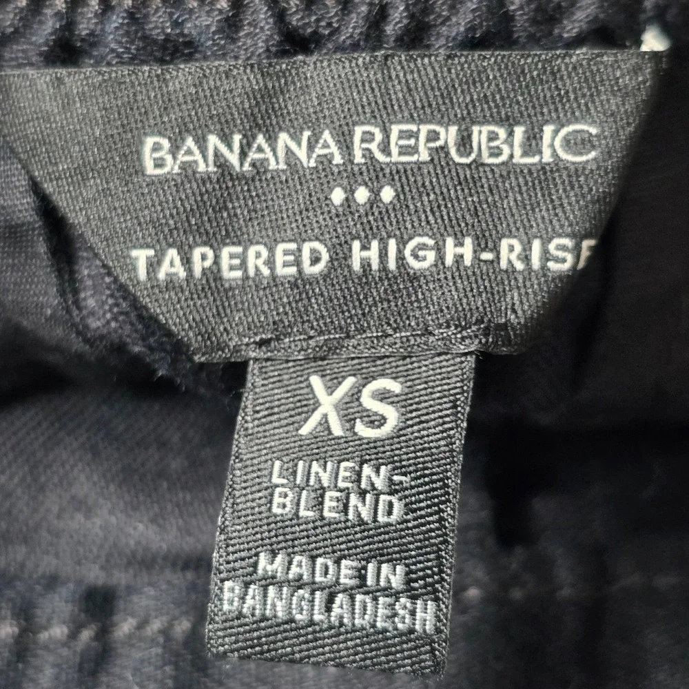 Banana Republic Pant Tapered High Rise Womens Extra Small Linen Blend Black - Picture 3 of 6